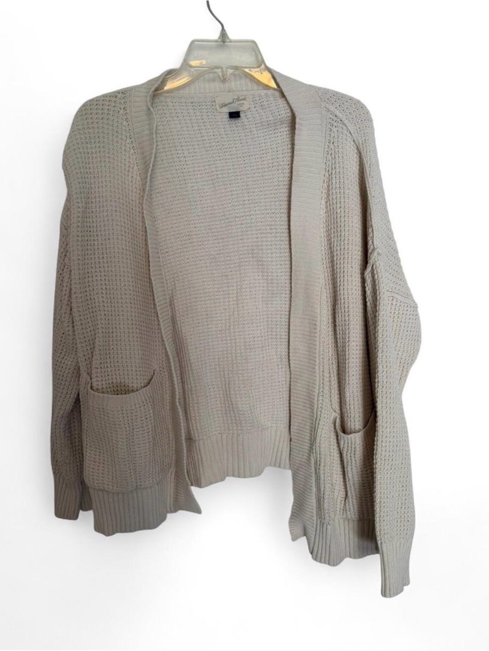 Universal Thread Beige Open-Front Waffle Knit Cardigan